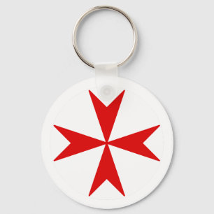 Cross Of Malta v2 (red on white) Keychain