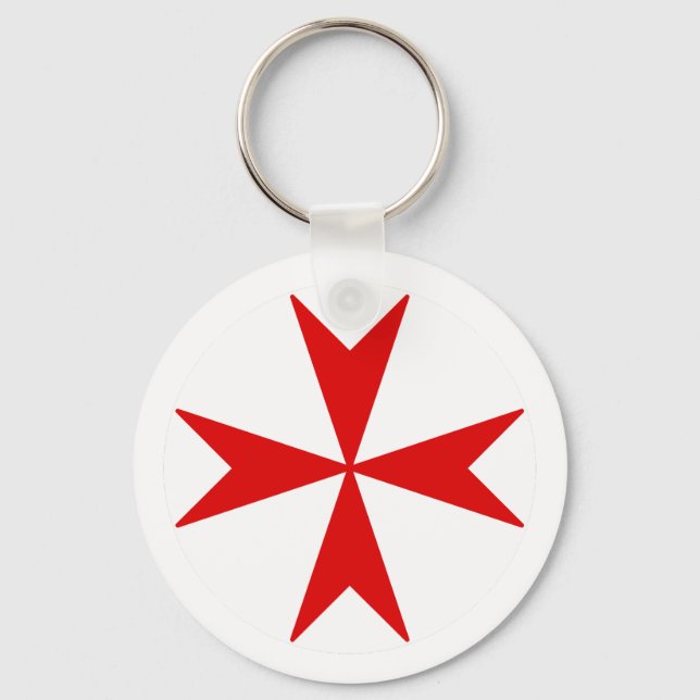 Cross Of Malta v2 (red on white) Keychain (Front)