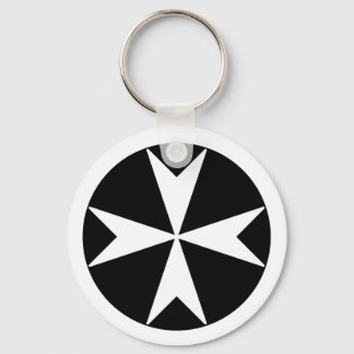 Cross Of Malta v2 (white on black) Keychain