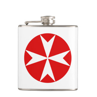 Cross Of Malta v2 (white on red) Hip Flask