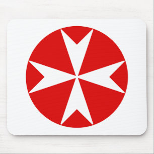 Cross Of Malta v2 (white on red) Mouse Pad