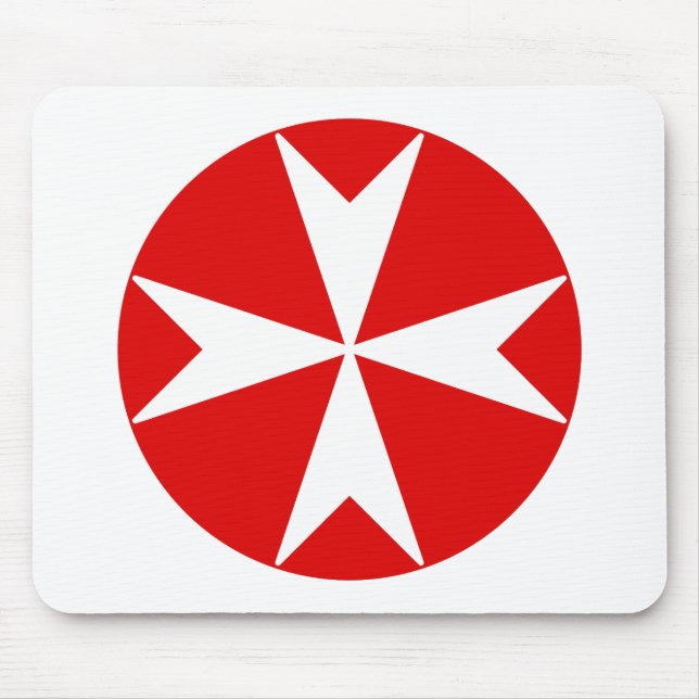 Cross Of Malta v2 (white on red) Mouse Pad (Front)