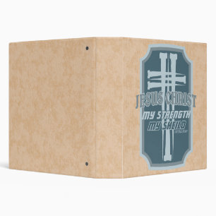 Cross of Nails on Shield Psalm 28:7 Bible Design Binder