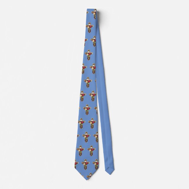 Cross of Roses Floral Devotional Art Tie (Front)