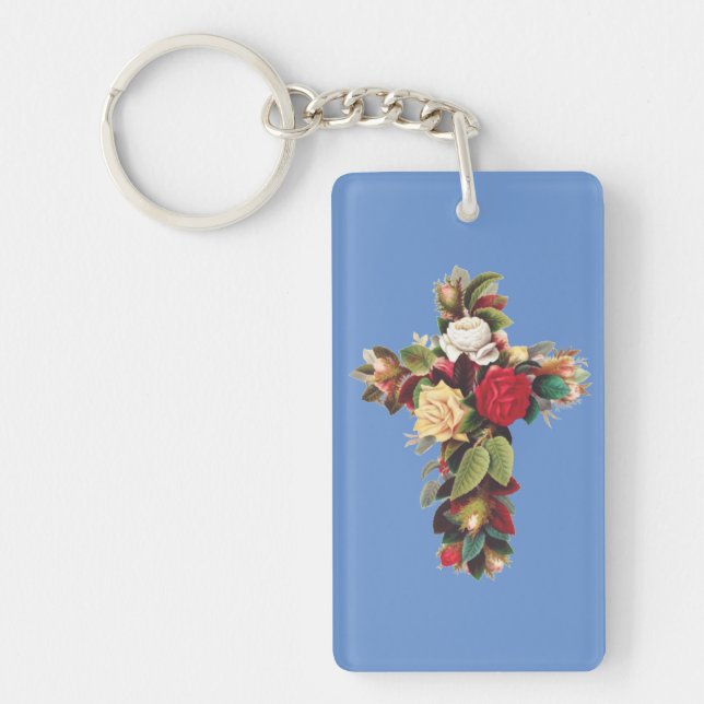 Cross of Roses Keychain (Front)