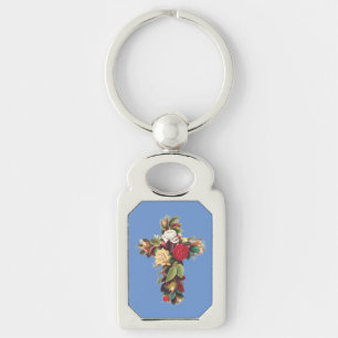 Cross of Roses Keychain