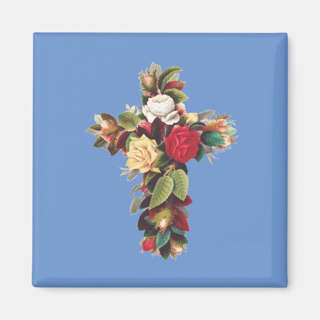 Cross of Roses Magnet (Front)