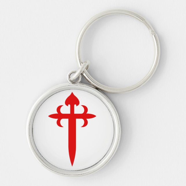 Cross of Saint James The Red Sword‑Shaped Emblem Keychain (Front)