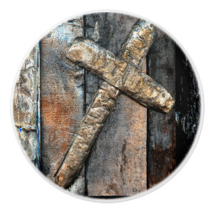 Cross of Strength Ceramic Knob