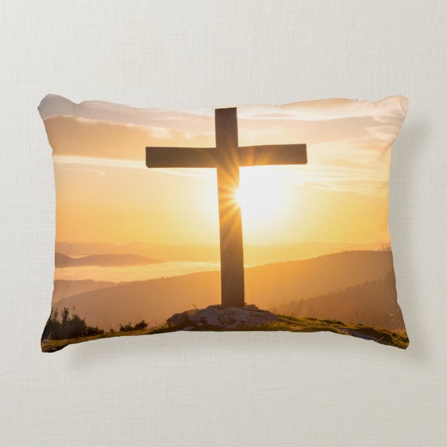 Cross on a hill accent pillow (Front)