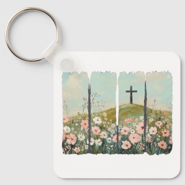 Cross on a Hill Keychain (Front)