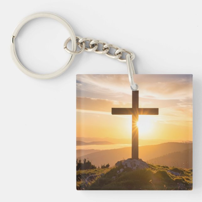 Cross on a hill keychain (Front)