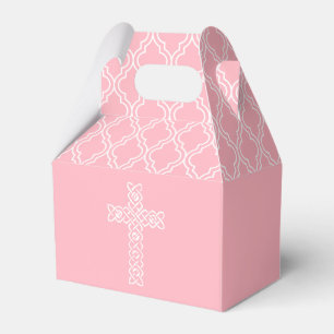 Cross on Baby Pink First Communion Favour Box