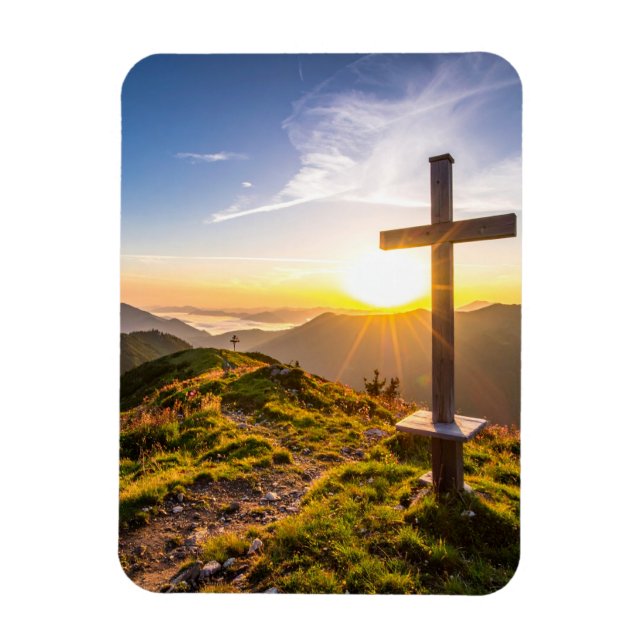 Cross on hill magnet (Vertical)