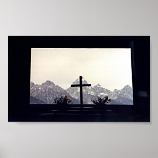 Cross on Mount Moran Poster