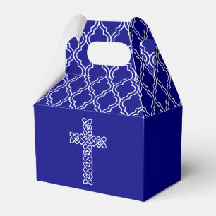 Cross on Navy Blue First Communion Favor Box