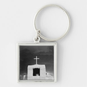 Cross on oldest church, San Miguel, Santa Fe, Keychain