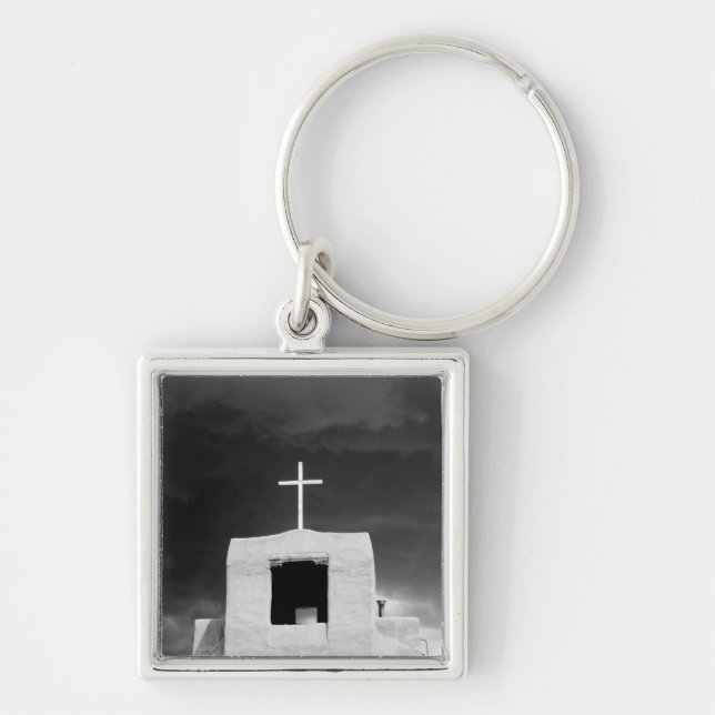 Cross on oldest church, San Miguel, Santa Fe, Keychain (Front)