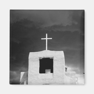 Cross on oldest church, San Miguel, Santa Fe, Magnet