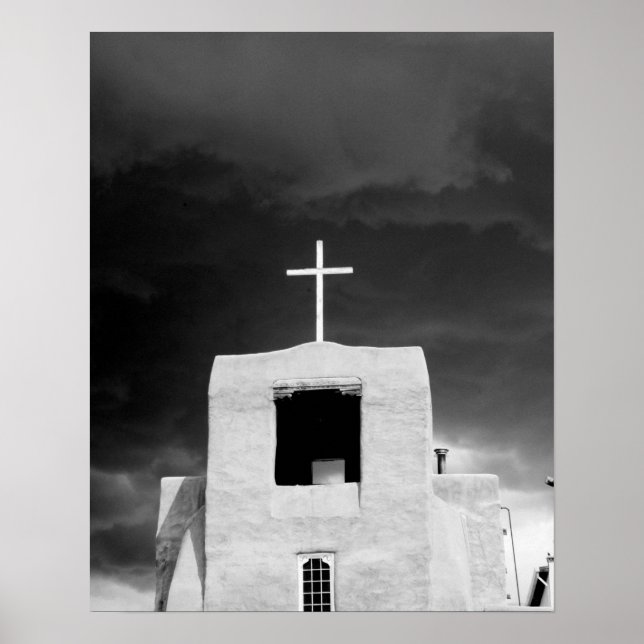 Cross on oldest church, San Miguel, Santa Fe, Poster (Front)