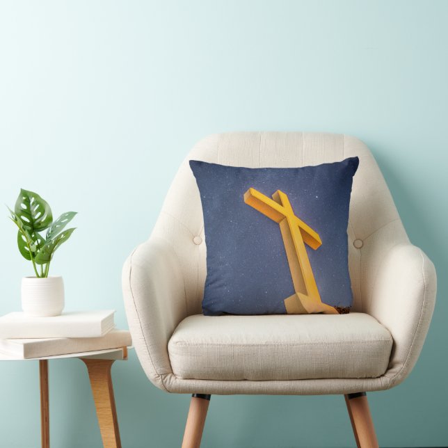 Cross on Pensacola Beach with Milky Way Throw Pillow (Chair)