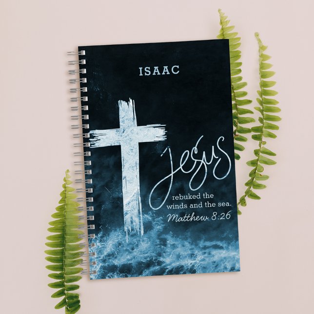 Cross on Raging Water Bible Verse Personalized Notebook (Creator Uploaded)