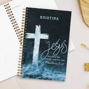 Cross on Raging Water Bible Verse Personalized Planner