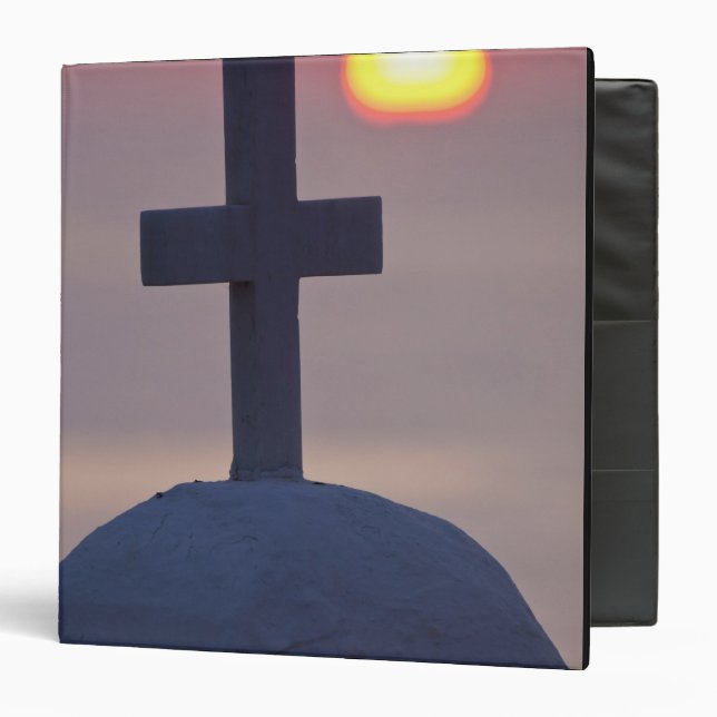 Cross on top of church at sunset, Mykonos, Binder (Front/Inside)