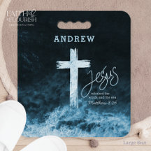 Cross on Water Scripture Prayer Kneeling