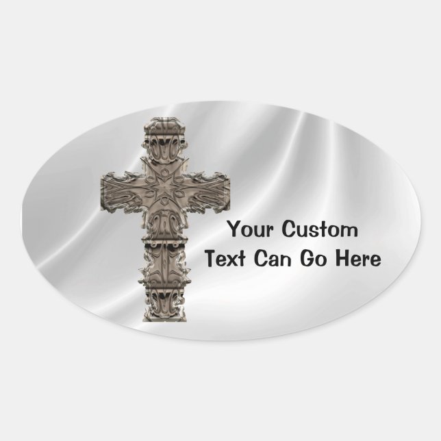 Cross On White Satin Sticker (Front)