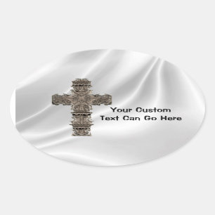 Cross On White Satin Sticker
