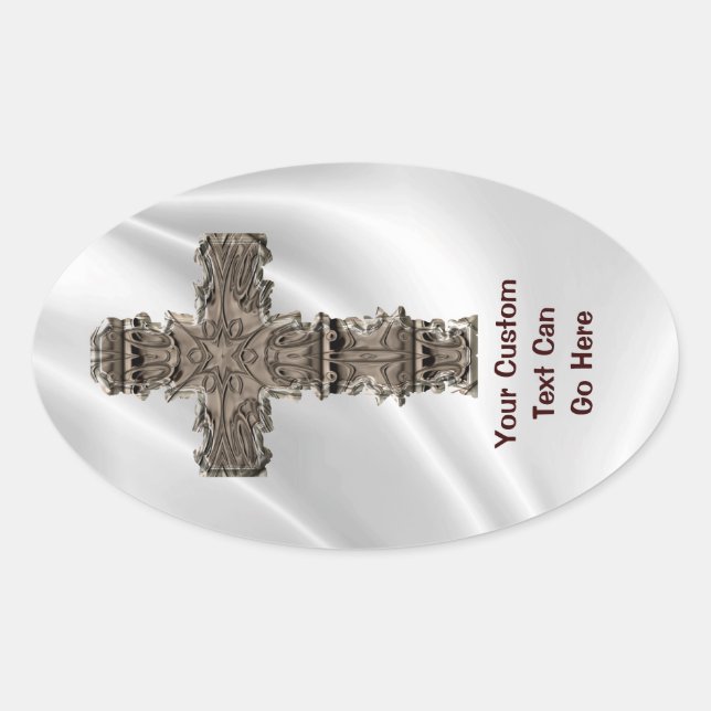 Cross On White Satin Sticker (Front)