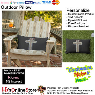 Cross Outdoor Pillow with Black Background
