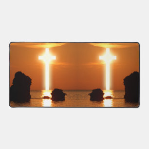 Cross Over Water Morning Sunrise Artistic Photo Desk Mat