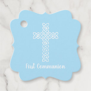 Cross Pale Blue Communion Baptism Christening Favour Tags
