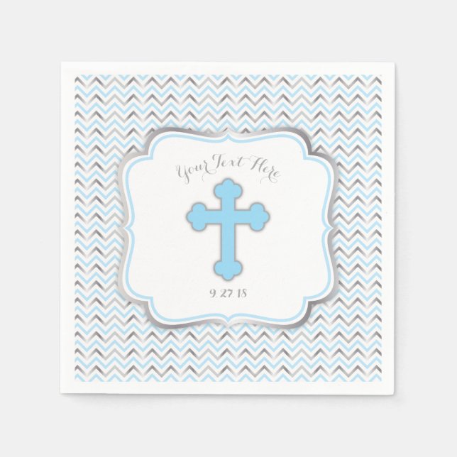 Cross Paper Napkins-Blue & Silver Napkin (Front)