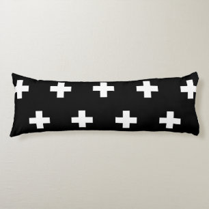 Cross Pattern Black and White Body Pillow