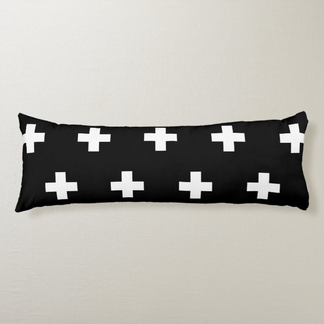 Cross Pattern Black and White Body Pillow (Front)