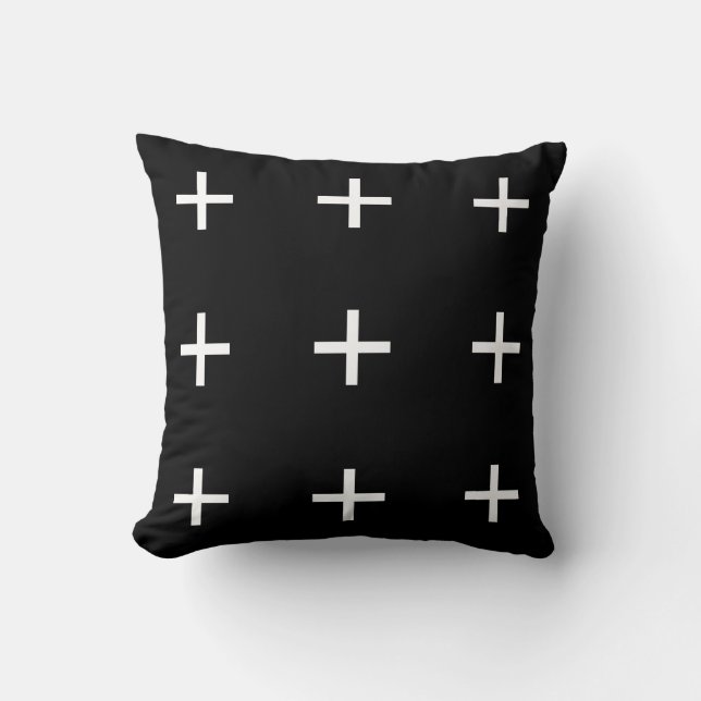 Cross Pattern Black And White Throw Pillow (Front)