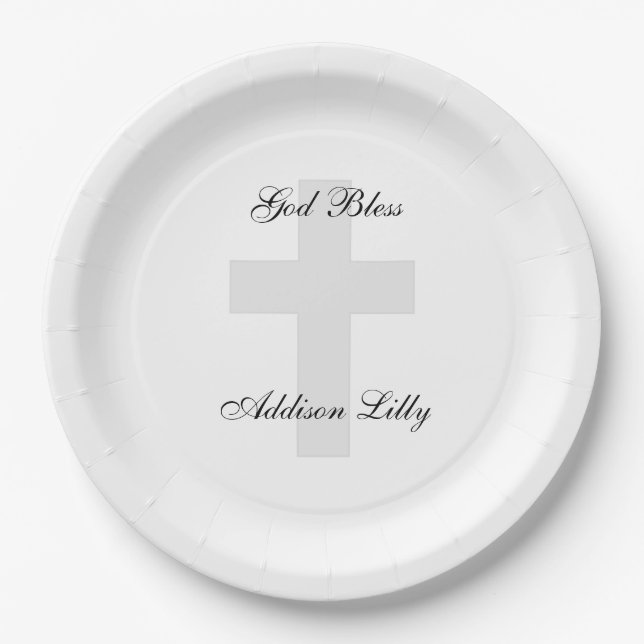 Cross Personalized Paper Plates (Front)