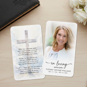 Cross Poem Photo Funeral Memorial Prayer Card