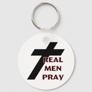 Cross - Real Men Pray Keychain