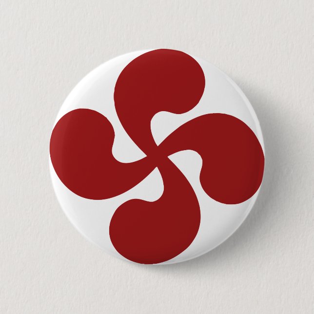 Cross Red Basque Lauburu 2 Inch Round Button (Front)