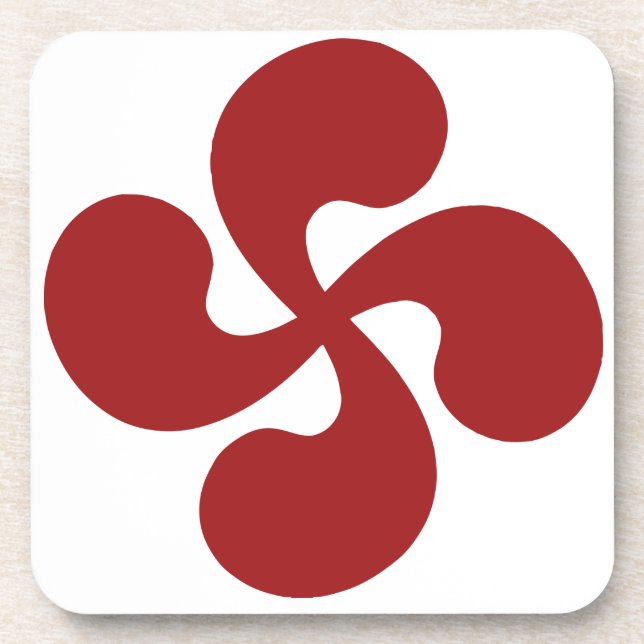 Cross Red Basque Lauburu Coaster (Front)