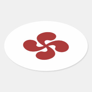 Cross Red Basque Lauburu Oval Sticker