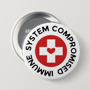 Cross Red Heart Compromised Immune System 3 Inch Round Button