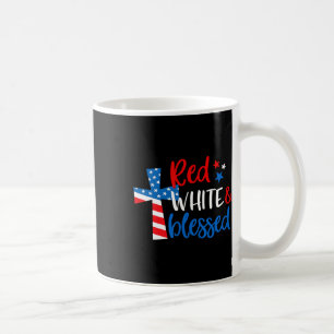 Cross Red White &amp; Blessed 4th Of July Men Wome Coffee Mug
