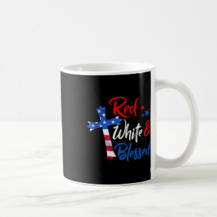 Cross Red White & Blessed 4th Of July Men Wome Coffee Mug