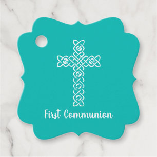 Cross Robin's Egg Blue Communion Baptism Christen Favour Tags