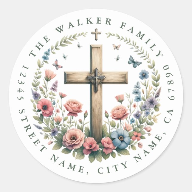 Cross Round Stickers (Front)